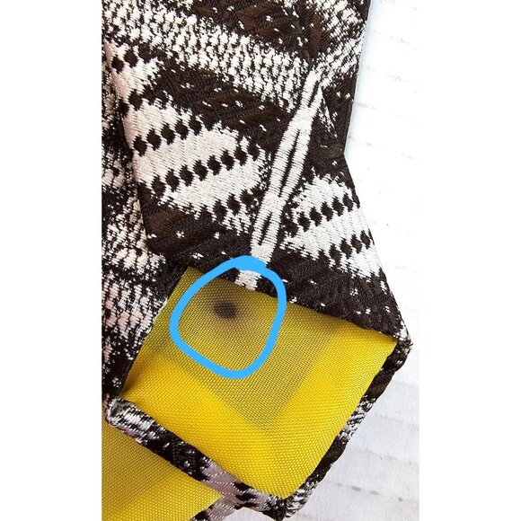 Brown & White Plaid Patterned Tie With Yellow Accent By Liebert - Picture 9 of 9